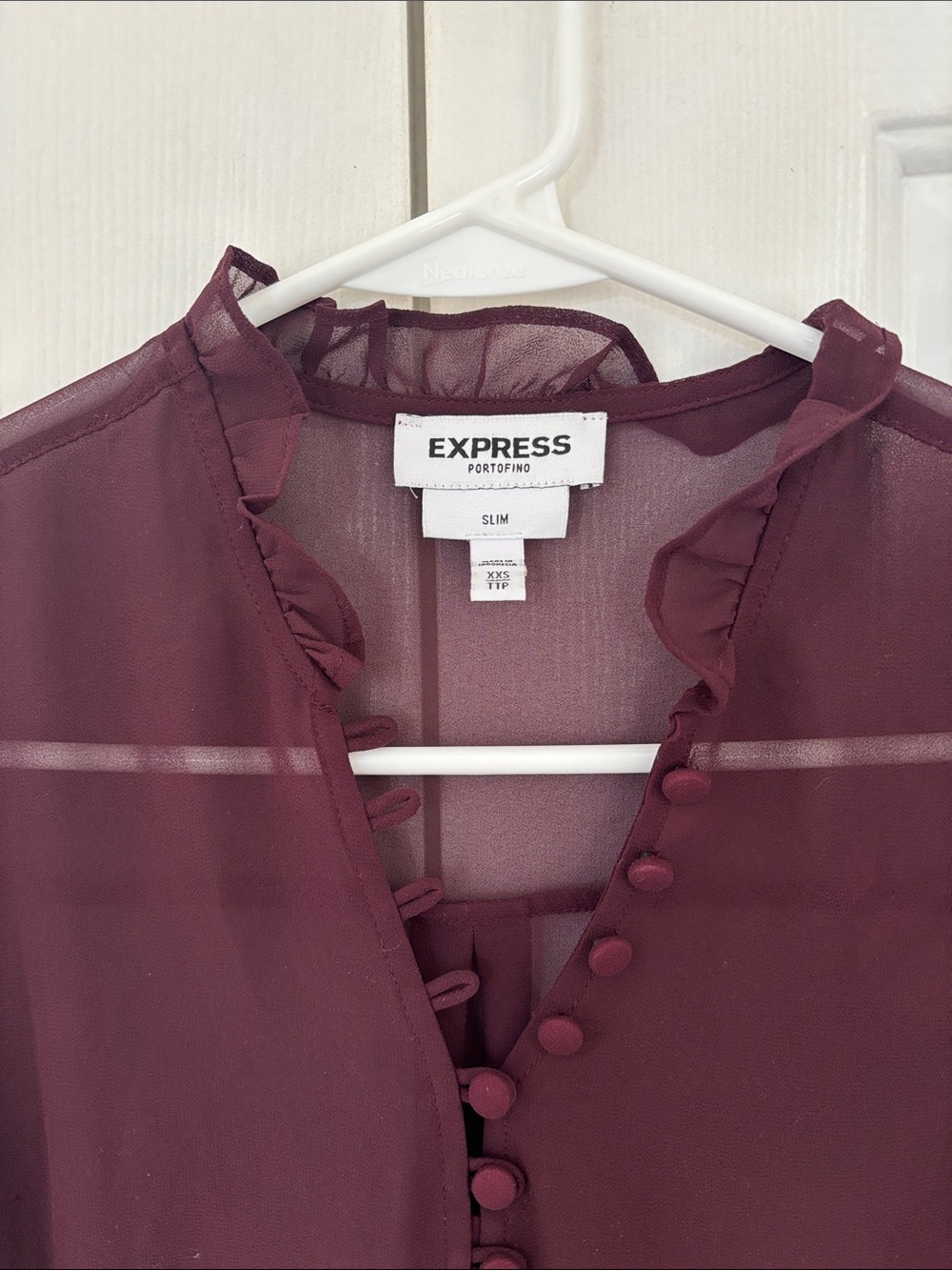 Express Sheer Button Front Sheet Blouse - Picture 3 of 4